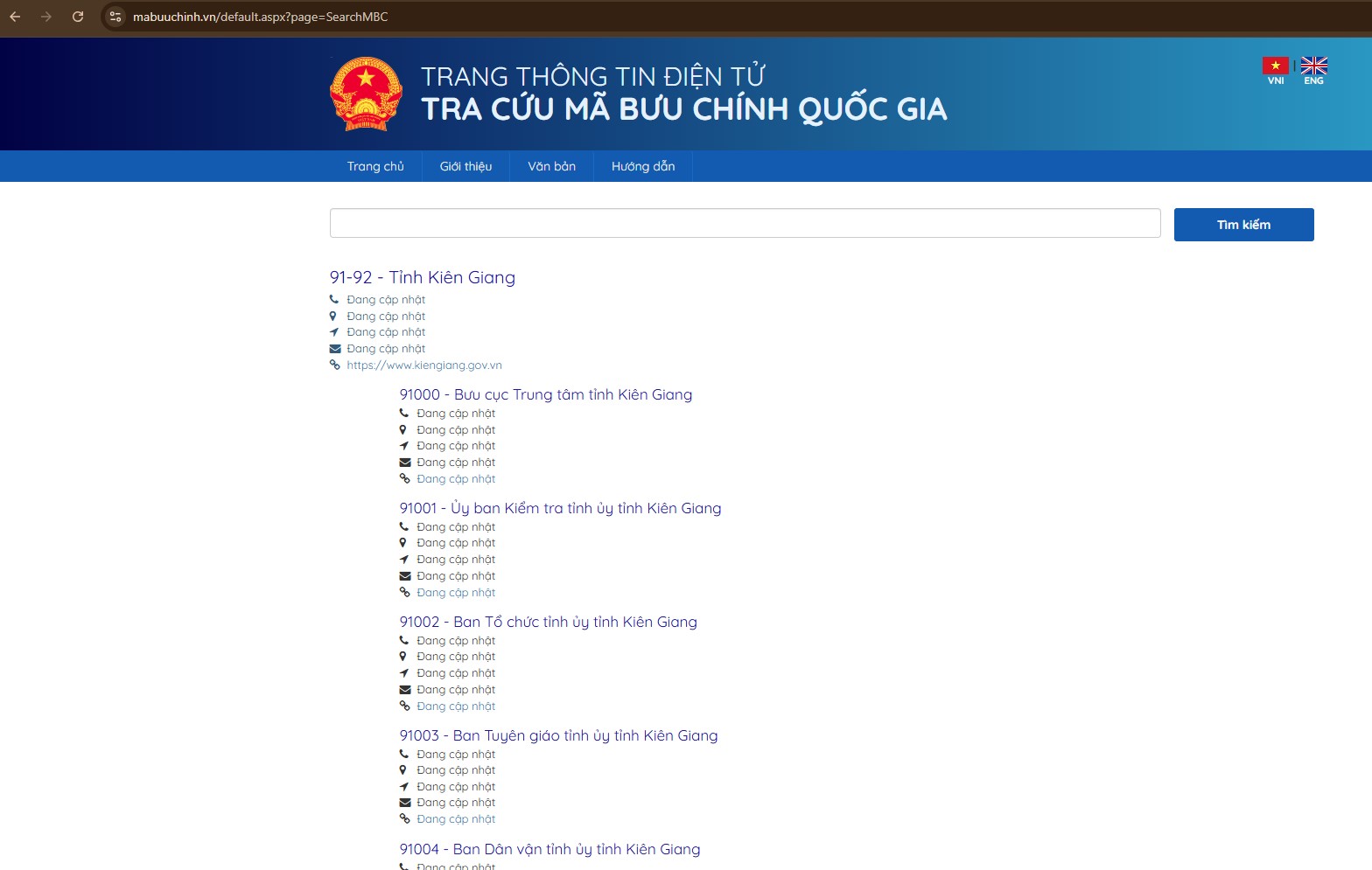 mã bưu chính kiên giang